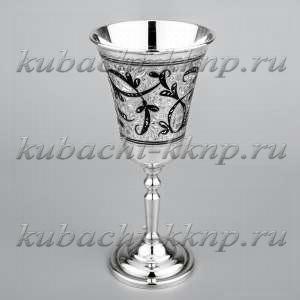 Фужер из серебра с черненным цветком - ф0010
