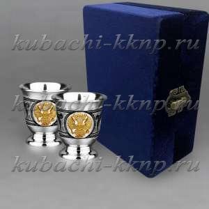 Набор серебряных стопок с гербом России - стп004-2