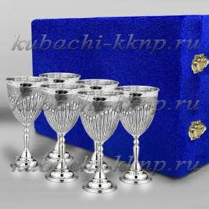 Набор из шести серебряных фужеров для вина - ф120-6