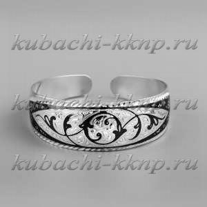 Серебряный женский браслет с растительным орнаментом - БР22 Серебряный женский браслет с растительным орнаментом - БР22