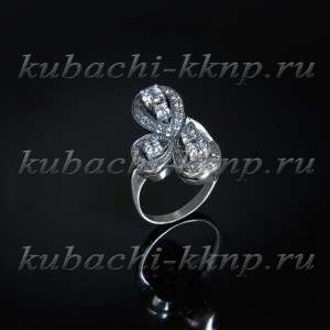 Кольцо из серебра кубачи с фианитами - к111
