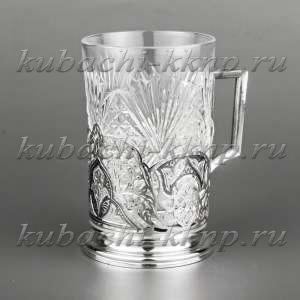 Резной подстаканник из серебра 875 пробы, 230 мл - пд025