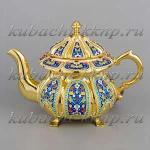 Серебряный чайник  с эмалью «Финифть» - чн027
