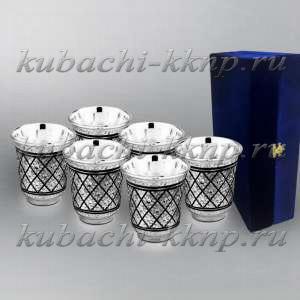 Набор из шести серебряных стопок на 60 мл  - стп079-6