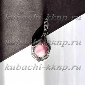 Подвеска женская серебряная на каждый день с родонитом - п1