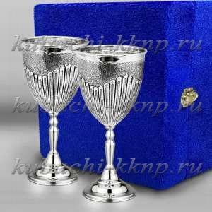 Набор из двух серебряных фужеров для вина - ф120-2
