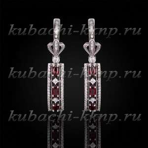 Висячие серьги с гранатом  Висячие серьги с гранатом