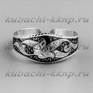 Серебряный браслет Кубачи с орнаментом и гравировкой - БР119 Серебряный браслет Кубачи с орнаментом и гравировкой - БР119