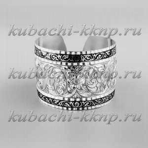 Серебряный браслет Кубачи с чернением по краям - БР36