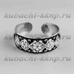 Жесткий серебряный браслет Кубачи с строгим орнаментом - БР05 Жесткий серебряный браслет Кубачи с строгим орнаментом - БР05