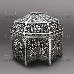 Оригинальная шкатулка из серебра с глубокой гравировкой - шк05