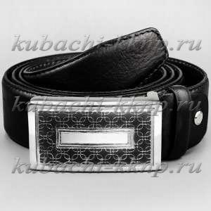 Мужской ремень с серебряной пряжкой 