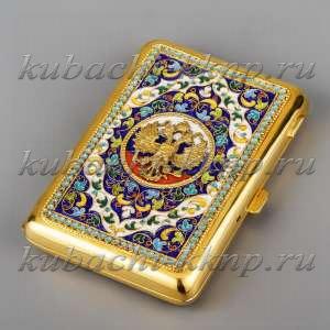 Серебряный портсигар с гербом - пдс007