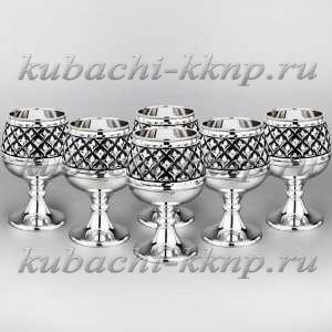 Набор из шести коньячных бокалов из серебра 