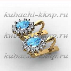 Серьги из золота 585 пробы с цветными фианитами - 00046-3e