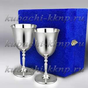 Набор из двух глянцевых фужеров для вина 925 пробы - ф068-2