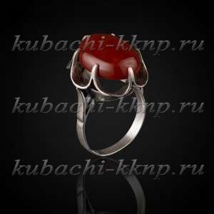 Серебряное кольцо с сердоликом в оправе 