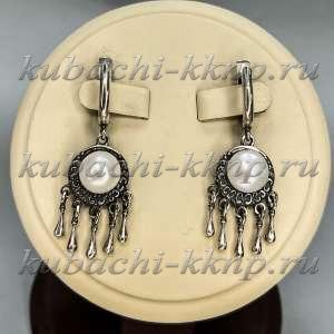 Висячие серьги с искусственным жемчугом Гладиолус - вс87иск.жем Висячие серьги с искусственным жемчугом Гладиолус - вс87иск.жем