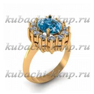 Овальное золотое кольцо с фианитами под топаз - 00111r