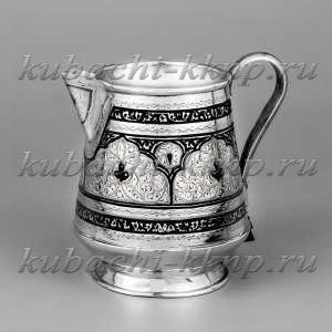 Серебряный молочник с интересным орнаментом, 280 мл - м006