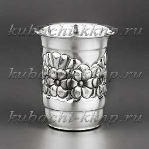 Серебряная стопка с красивыми цветками, 40 мл - стп026