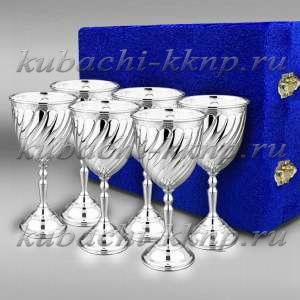 Набор из шести небольших серебряных бокалов 