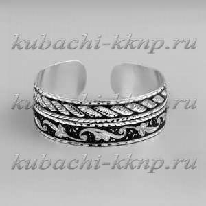 Серебряный браслет Кубачи с строгим орнаментом - БР161