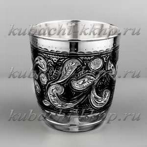 Серебряный стакан с чернением Кубачи, 210 мл - ст105