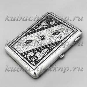 Тяжелый серебряный портсигар - ПДС063