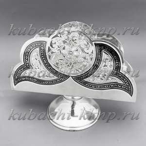 Серебряная салфетница на ножке - СЛ032