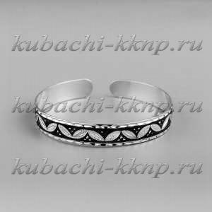 Серебряный узкий браслет Кубачи с чернением - БР16 Серебряный узкий браслет Кубачи с чернением - БР16