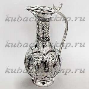 Серебряный графин для воды с крышкой - кв147