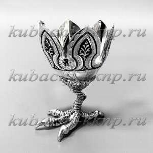 Серебряная подставка под яйцо (пашотница) на куриной ножке - пш024