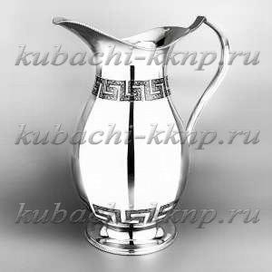 Кувшин из серебра глянцевый с греческим орнаментом, 1,6 л - кв068