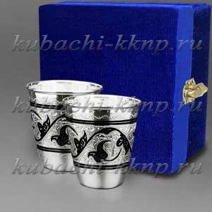 Набор из двух больших серебряных стопок  - стп003-2
