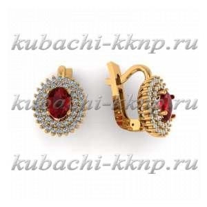 Овальные классические золотые серьги - 00099e