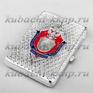 Серебряный портсигар с символикой УСБ  - пдс047усб