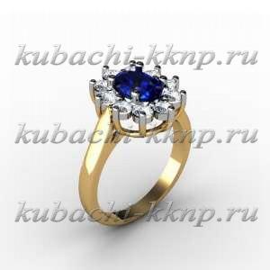 Кольцо из золота с камнем под сапфир - 00046-6r Кольцо из золота с камнем под сапфир - 00046-6r