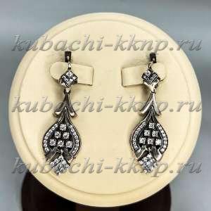 Висячие серьги с фианитами и английским замком Герань - Ag-вс112 Висячие серьги с фианитами и английским замком Герань - Ag-вс112