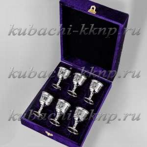 Набор  из шести невысоких серебряных рюмок - р00023-6