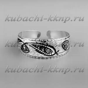 Серебряный браслет с четким кубачинским цветком - БР69 Серебряный браслет с четким кубачинским цветком - БР69