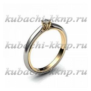 Двухцветное золотое кольцо с одним камнем - Yuv - 897