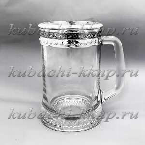 Кружка пивная с серебряной каймой - КР123 Кружка пивная с серебряной каймой - КР123