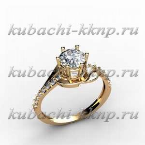 Яркое золотое кольцо с крупным фианитомольцо - 00038r Яркое золотое кольцо с крупным фианитомольцо - 00038r