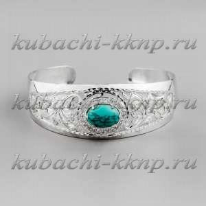 Серебряный женский браслет с искусственной бирюзой - БР93 Серебряный женский браслет с искусственной бирюзой - БР93