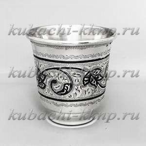 Серебряная стопка с рисунком кубачи - СТП073