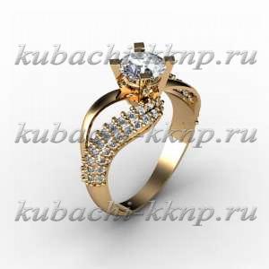 Кольцо из золота  с большим фианитом - 00026r Кольцо из золота  с большим фианитом - 00026r
