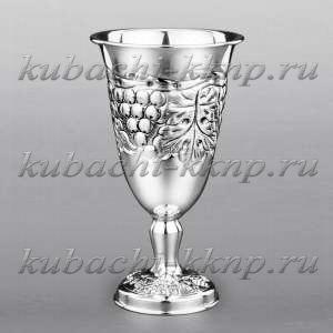 Серебряный фужер «Виноград» с испанским рисунком, 220 мл - ф052