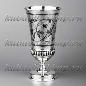 Серебряный стакан на ножке с орнаментом, 210мл - ст19