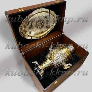 Серебряный электрический самовар с подносом - см032 Серебряный электрический самовар с подносом - см032